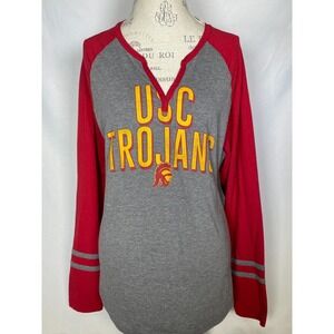 USC Trojans Apparel Grey Raglan Longsleeve Logo T-Shirt Women's XXL